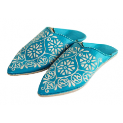 Babouche Turquoise Cuir...