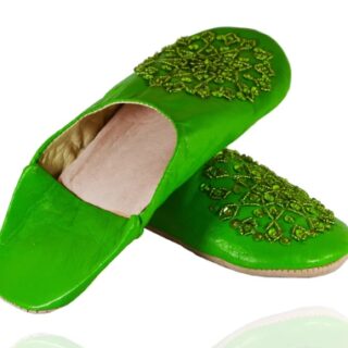 Babouche chausson en paillette Verte