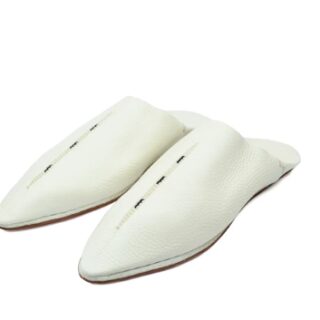 Babouche Cuir Blanc Pointue Homme