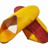 Babouche Cuir ronde Jaune