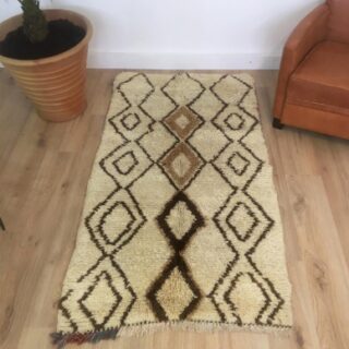 Tapis Marocain Tapis authentique Beni Ouarain beige aux losanges marrons 180 x 093