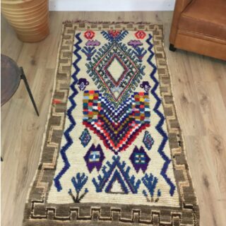 Tapis Marocain Tapis berbère Boujad coloré motifs ethniques 204 x 101