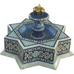 Fontaine marocaine bleue en mosaïque de zellige