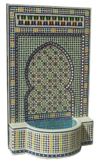 Fontaine marocaine murale d'extérieure en zellige