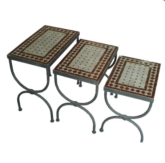 Table marocaine en zellige Lot de 35, 50, 55 cm