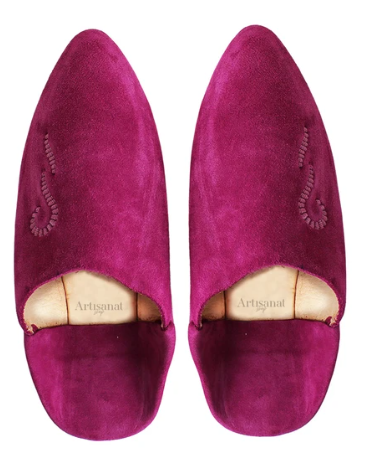 Babouche en DAIM Fuchsia