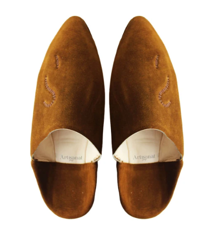 Babouche en DAIM Marron Tabac