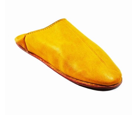 Babouche Cuir ronde Jaune