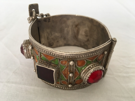 Bijoux Marocain Bracelet très ancien coloré en argent