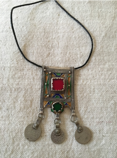 Bijoux Marocain Collier cordon + pendentif berbère ancien marocain