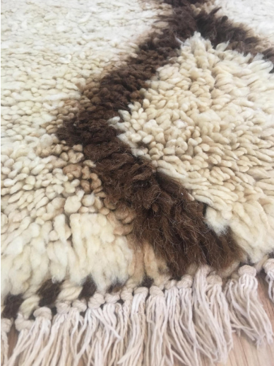 Tapis Marocain Tapis authentique Beni Ouarain beige aux losanges marrons 180 x 093