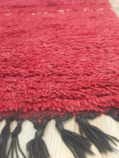 Tapis Marocain Long tapis berbère Beni M'Guild deux couleurs rouge et rosé 264 x 092