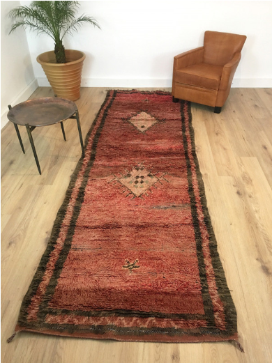 Tapis Marocain Tapis berbère ancien Beni M'Guild laine dense et soyeuse 329 x 110