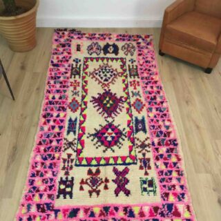 Tapis Marocain Ancien tapis berbère Boujad coloré 241 x 116