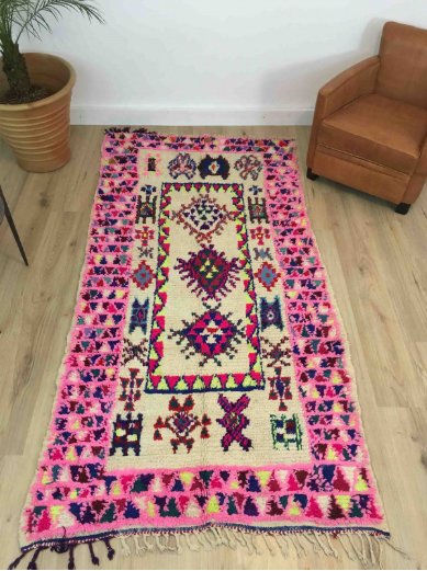 Tapis Marocain Ancien tapis berbère Boujad coloré 241 x 116