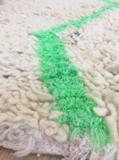 Tapis Marocain Tapis Azilal beige et vert fluo 195 x 176