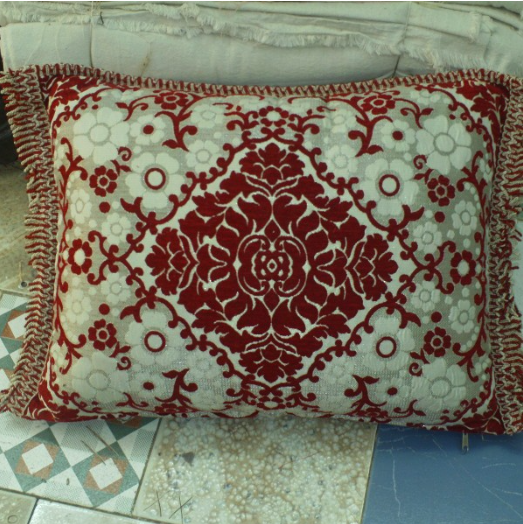 Housse de coussin en velours de couleur rouge